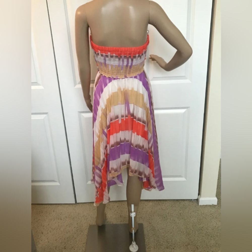 Beautiful GUESS Flowy Orange White Purple Dress M L - Picture 4 of 9